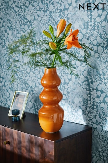 Orange Large Reactive Glaze Ceramic Wiggle Vase (209690) | £34