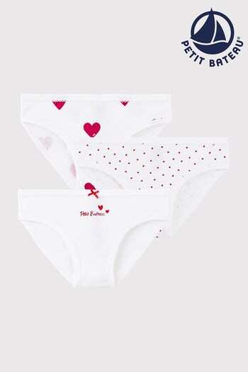 Petit Bateau White/Red Heart Underwear 3 Pack (210135) | £16