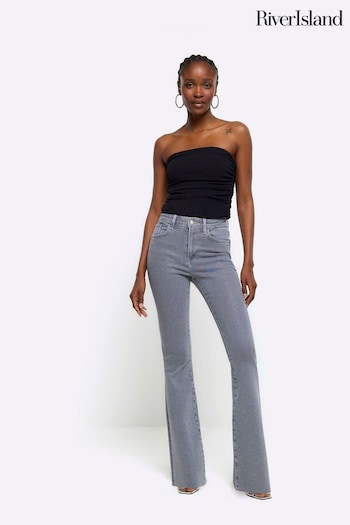 River Island Grey Tummy Hold Flared Jeans Blend (210174) | £65