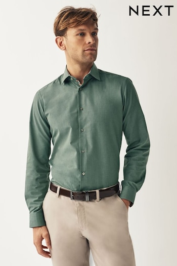 Dark Green Regular Fit Textured Trimmed Single Cuff Shirt (210195) | £30