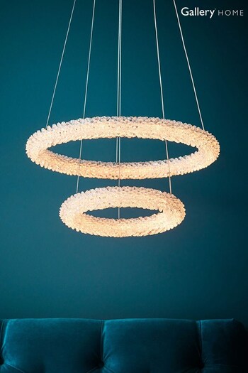 Gallery Home Silver Nicole 2 Ring LED Ceiling Light Pendant (210345) | £533