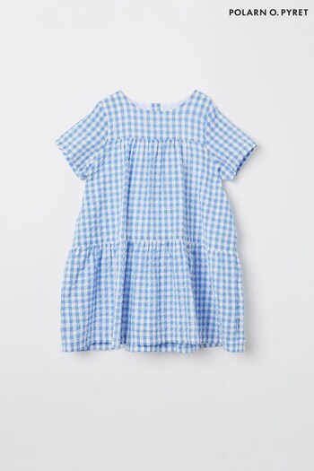 Polarn O Pyret Blue Organic Gingham Check Dress (210639) | £20