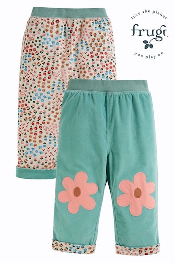 Frugi Green Tess Cord Reversible med Trousers (210654) | £34 - £36