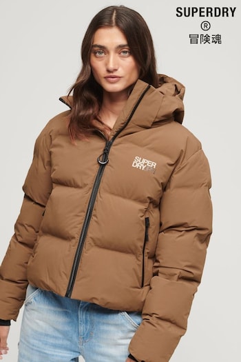 Superdry Brown Hooded Boxy Puffer Jacket (210747) | £110