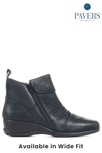Pavers Blue Ladies Dual Zip Leather Ankle Boots (211152) | £55