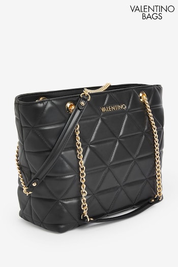 Valentino Bags Black Carnaby Shopper Quilted Chain Tote Bag (211181) | £139