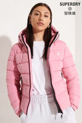 Superdry Pink Hooded Spirit Sports Padded Coat (211308) | £80