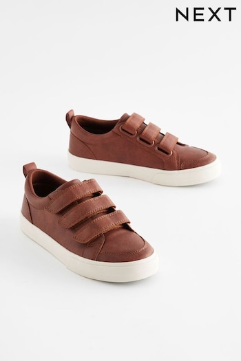 Tan Brown Wide Fit (G) 3 Strap Touch Fastening Trainers (211573) | £16 - £23