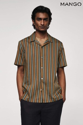 Mango Regular-Fit Brown Shirt With Bowling Neck (211590) | £50