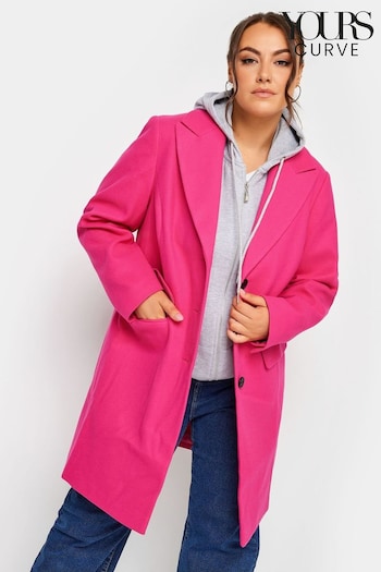 Yours Curve Pink Midi City Coat (211592) | £65