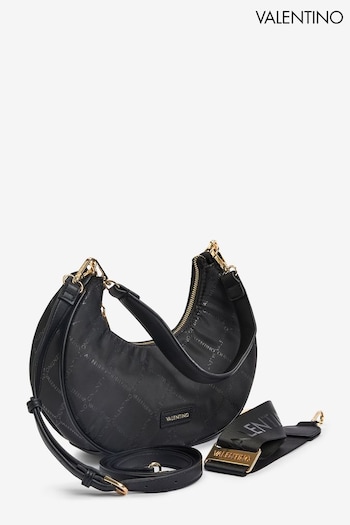Valentino Bags Black Marais Recycled Logo Printed Shoulder Bag With Detachable ST (211617) | £139