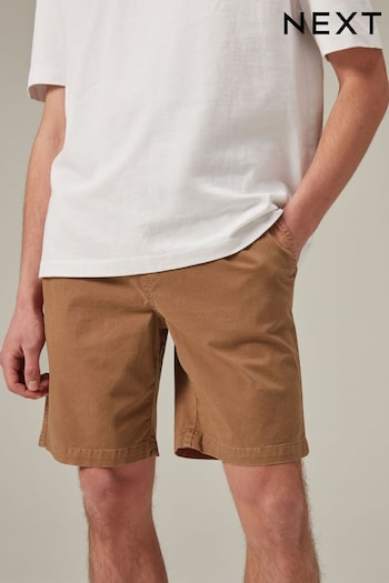 Rust Brown Washed Cotton Elasticated Waist Football Shorts (211736) | £18