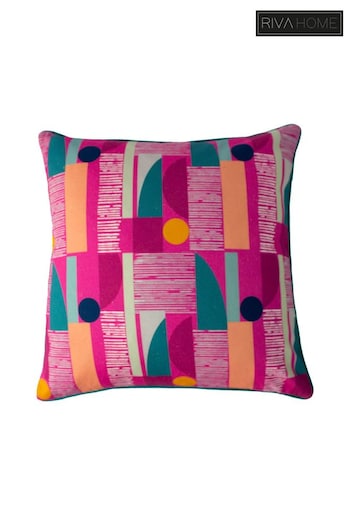 Riva Paoletti Fuchsia Pink Barcelona Art Deco Polyester Filled Cushion (212340) | £17