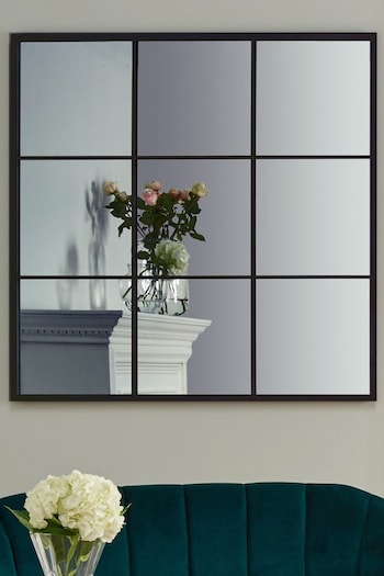Pacific Silver Dark Antique Silver Metal 9 Section Square Wall Mirror (212360) | £230