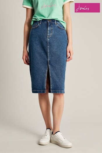 Joules Taylor Blue Denim Front Split Skirt (212425) | £27