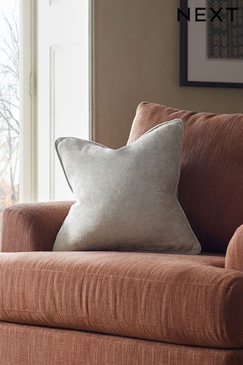 Light Natural Square - Feather Filled Camilla Chenille Cushion (213489) | £20