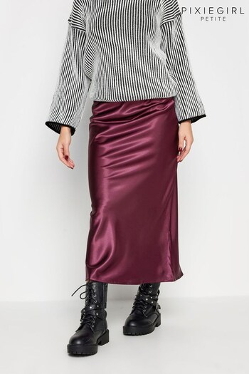 PixieGirl Petite Purple Satin Midaxi Skirt (213544) | £29