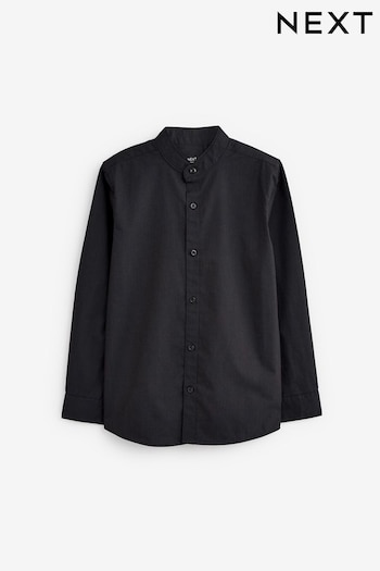 Black Easy Care Grandad Collar Shirt (3-16yrs) (213645) | £12 - £17