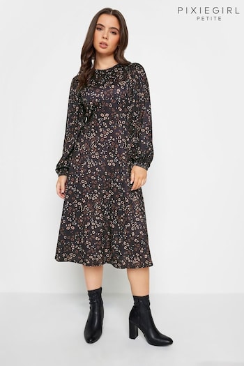 PixieGirl Petite Black Long Sleeve Midi Dress (213827) | £33