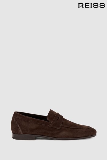Reiss Chocolate Bray Suede Slip On Loafers (213981) | £178