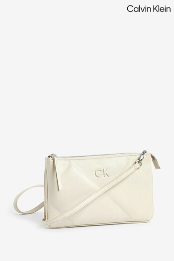 Calvin Socquettes Klein Cream Quilt Crossbody Bag (214493) | £110