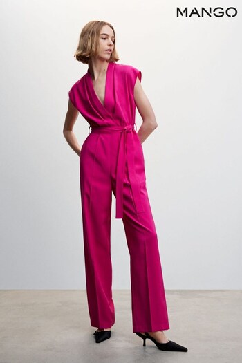 Mango Pink Bow Long Jumpsuit (214693) | £60