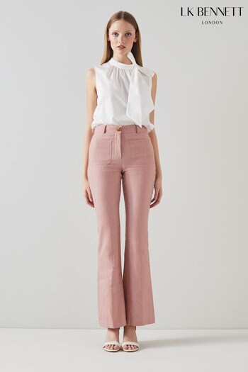 LK Bennett Avery Pink Italian Linen Cotton Trousers (214740) | £229