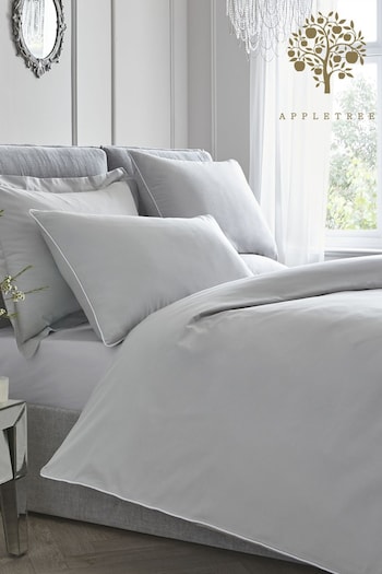 Appletree Grey Piped Edge Cotton Duvet Cover and Pillowcase Set (214809) | £35 - £60