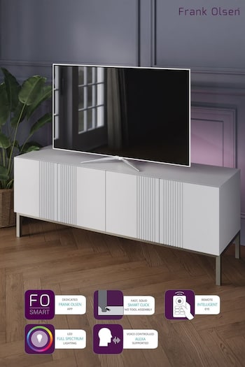 Frank Olsen White Iona 4 Door Large TV Unit with Smart Feature (214814) | £475