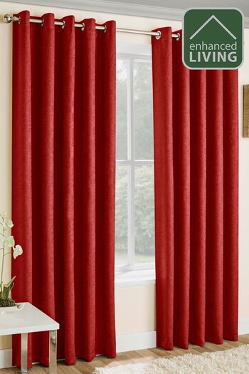 Enhanced Living Red Vogue Ready Made Blackout Eyelet Curtains (214851) | £25 - £50