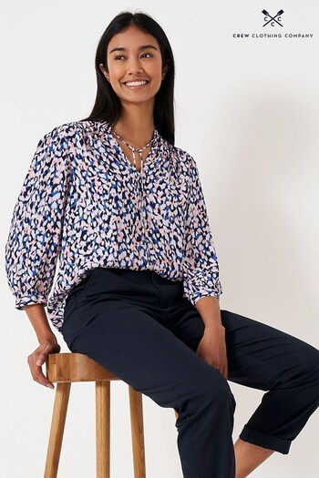 Crew Clothing Junior Company Blue Leopard Print  Relaxed Blouse (214962) | £55