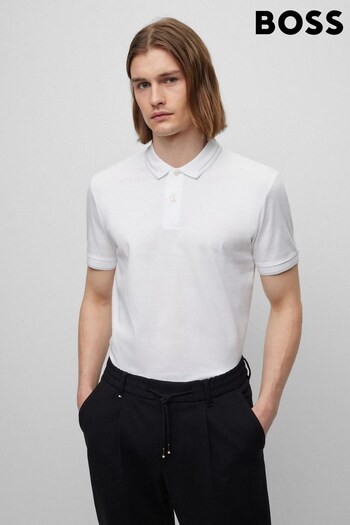BOSS White Tonal Jaquared Stripe Polo Etro Shirt (215060) | £99