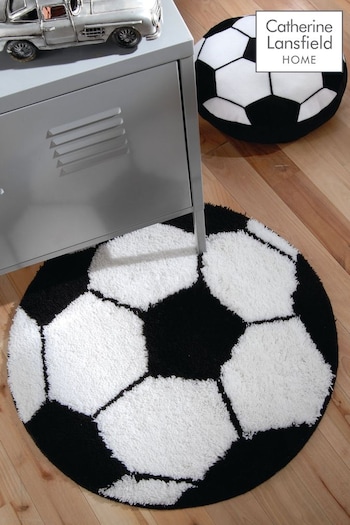 Catherine Lansfield White Football Shaped Rug (215283) | £16