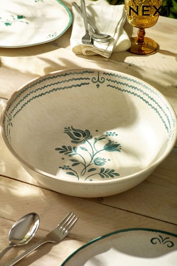 Neutral/Turquoise Mediterranean Picnic Serveware Serving Bowl (215289) | £24