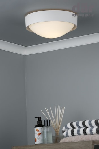 Dar Lighting White Beta Bathroom Flush Fitting Ceiling Light (215361) | £35