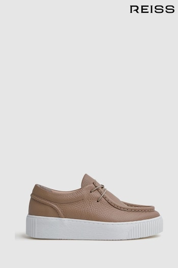 Reiss Taupe Avery Leather Moccasin Trainers (215417) | £158