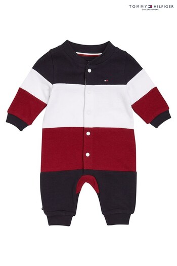 Tommy Gift Hilfiger Baby Blue Colourblock Coverall Rompersuit (215795) | £55