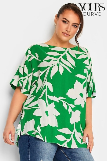 Yours Curve Green Floral Top (215908) | £24