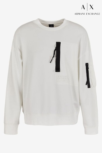 Armani Streifen Exchange Off Utility Pocket White Sweatshirt (216051) | £140