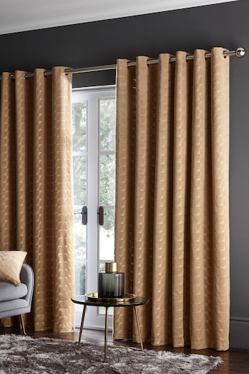 Studio G Ochre Yellow Lucca Eyelet Curtains (216415) | £100 - £158