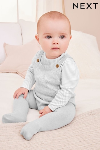 Grey Star Knitted Baby Romper, Top & Tights 3 Piece Set (0-18mths) (216912) | £25 - £27