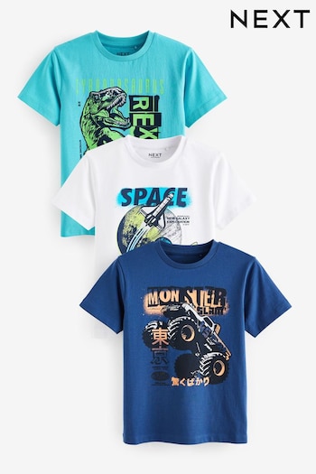 Blue/White/Turquoise Graphic T-Shirts rmeliges 3 Pack (3-16yrs) (217348) | £20 - £26