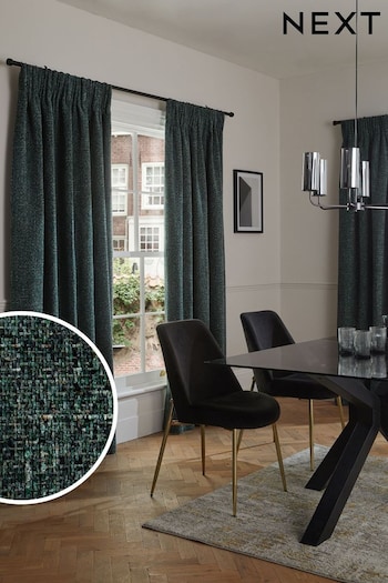 Green Atelier-lumieresShops Multi Chenille Pencil Pleat Lined Curtains (217560) | £90 - £220