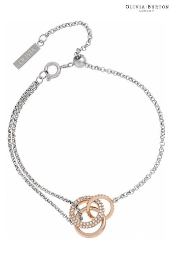 Olivia Burton Ladies Silver/Orange Tone Jewellery Classics Crystal Interlink Bracelet (217635) | £90