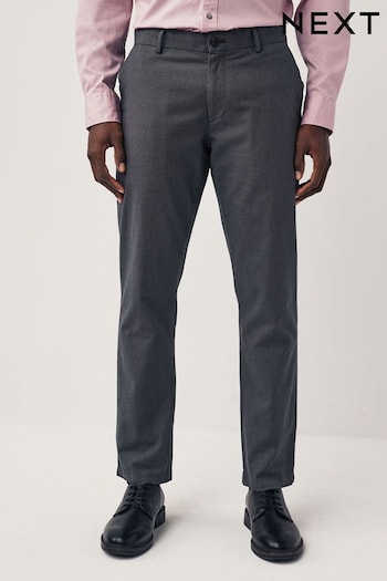 Charcoal Grey Slim Smart Textured Chino Trousers (217703) | £25