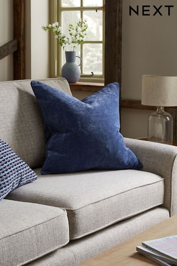 Navy Large Square - Feather Filled Soft Velour Cushion (217734) | £24