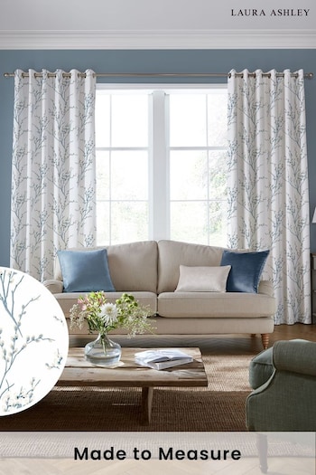 Laura Ashley Blue Pussy Willow Made to Measure Curtains (217902) | £119