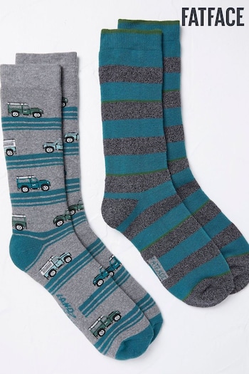 FatFace Green Land Rover Thermal Socks 2 Pack (217941) | £16