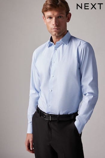 Light Blue Stripe Slim Fit Single Cuff Four Way Stretch Shirt (218298) | £32