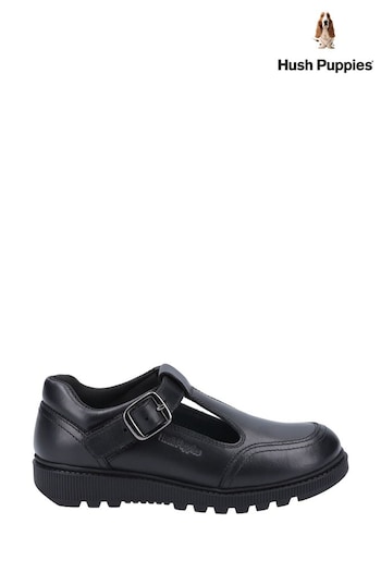 Hush Puppies Black Kerry Non Patent Junior Buckle Shoes (218364) | £53